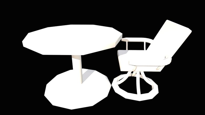 Cafe Table And Chair 3D Model