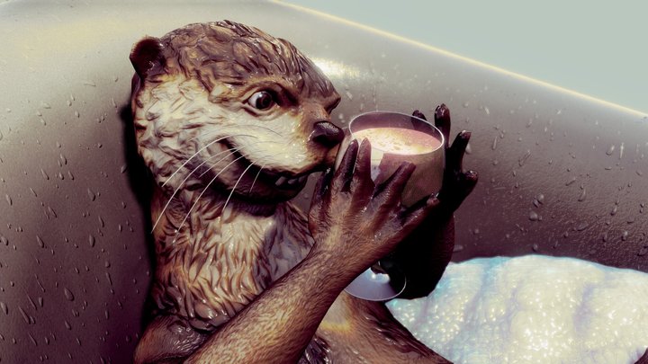 Otter in Tub 3D Model