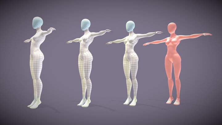 Base Mesh Body - Stylized Female Figure 3D Model