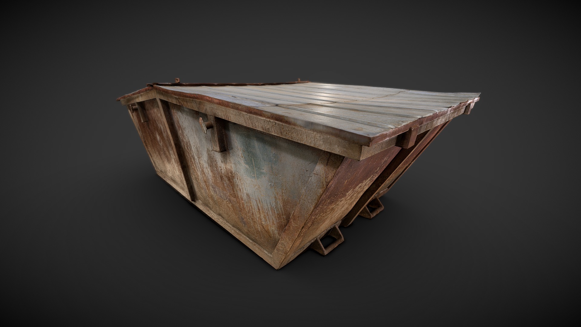3D model Rusty Skip Container 3D scan - This is a 3D model of the Rusty Skip Container 3D scan. The 3D model is about a wooden box with a handle.