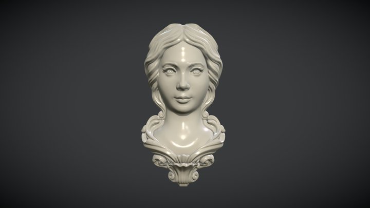 Female woman Face Mascaron 3D Model