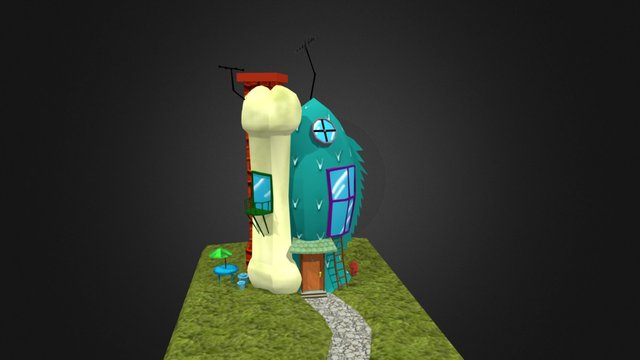 Catdog house toon! 3D Model