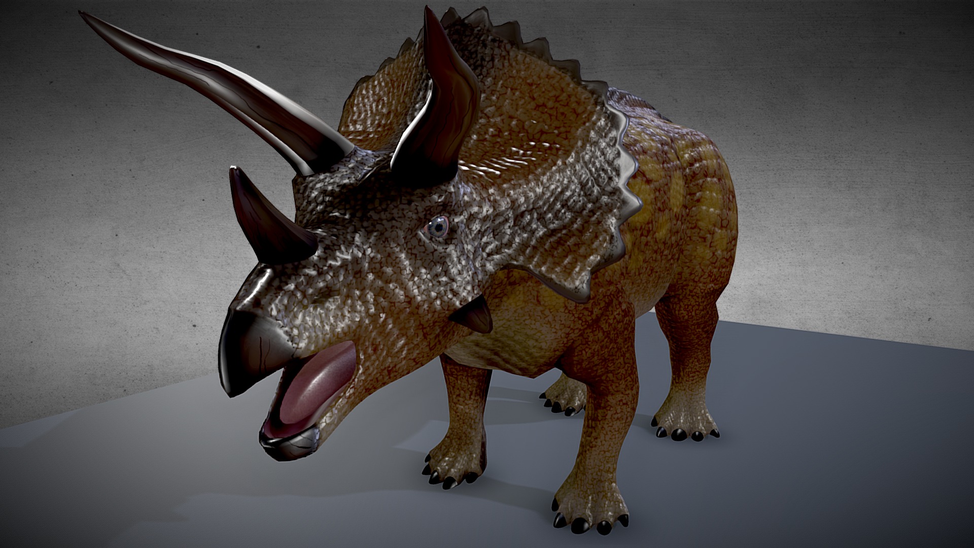 3D model Rigged Trike - This is a 3D model of the Rigged Trike. The 3D model is about a toy dinosaur with horns.