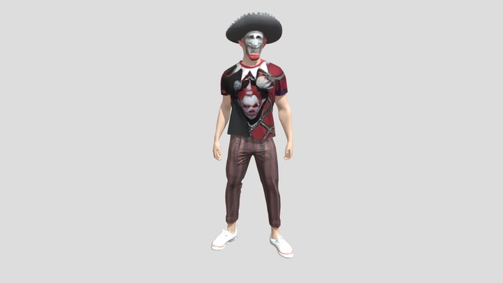 man in costume with clown shirt and hat 3D Model