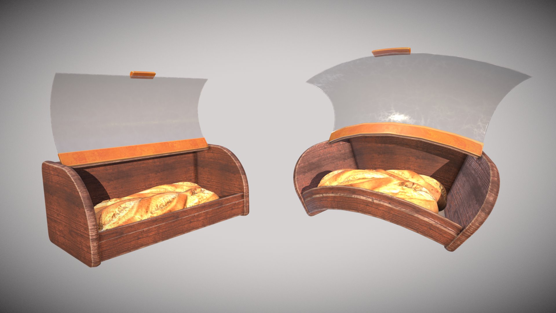 3D model Bread Holder - This is a 3D model of the Bread Holder. The 3D model is about a couple of wooden bowls.