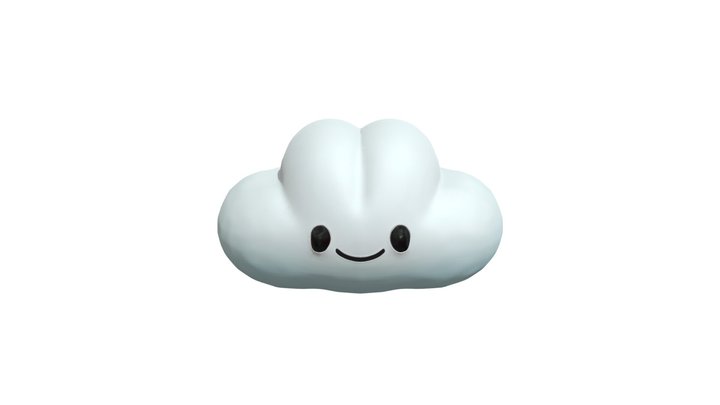 Cartoon-style cloud with a smiling face 3D Model