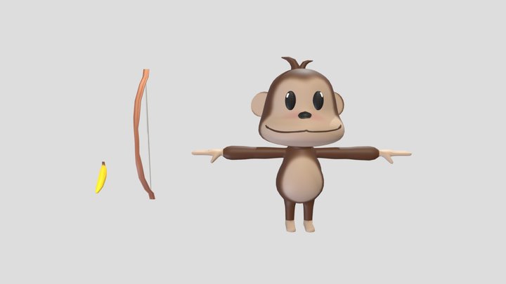 [Mutant Rabbits] Monkey Ally w/ Weapon 3D Model
