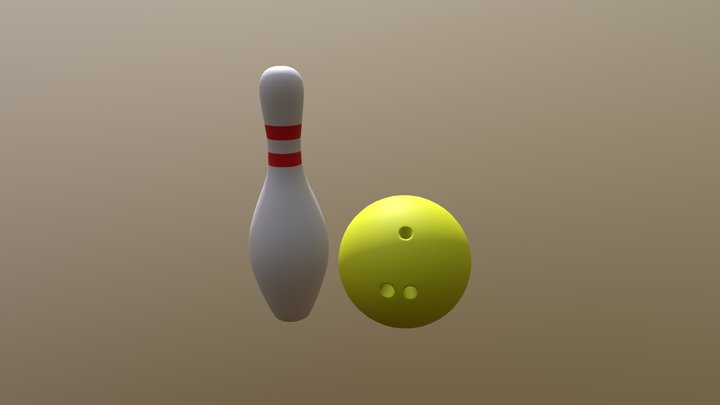 Bowling Ball And Pins 3D Model