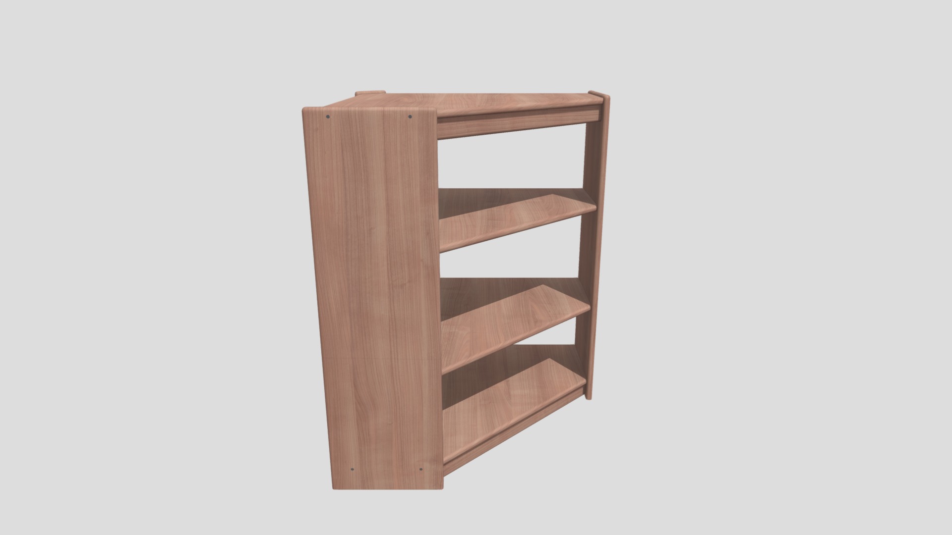 3D model Bookcase Corner - This is a 3D model of the Bookcase Corner. The 3D model is about a wooden shelf with a white background.