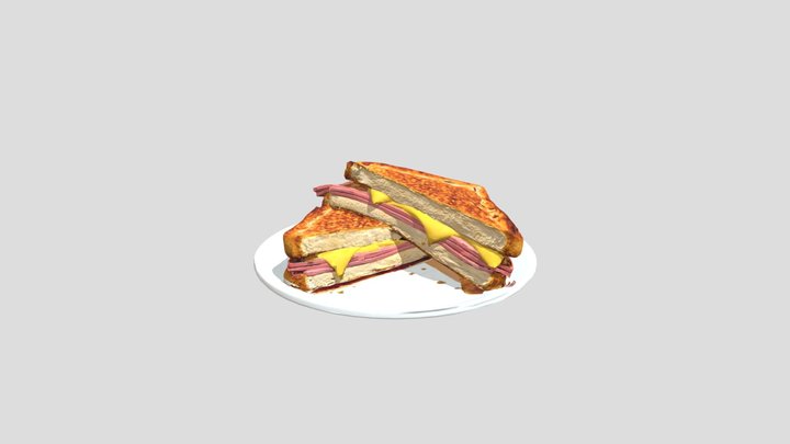 Grilled Ham and Cheese Sandwich 3D Model