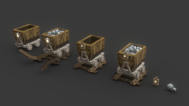 Mining cart and track 3D Model