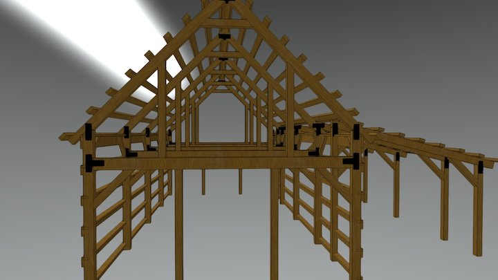 20x40 Gable Barn Plans Model 3D Model