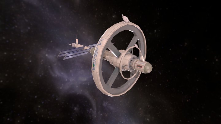 Low poly space station 3D Model