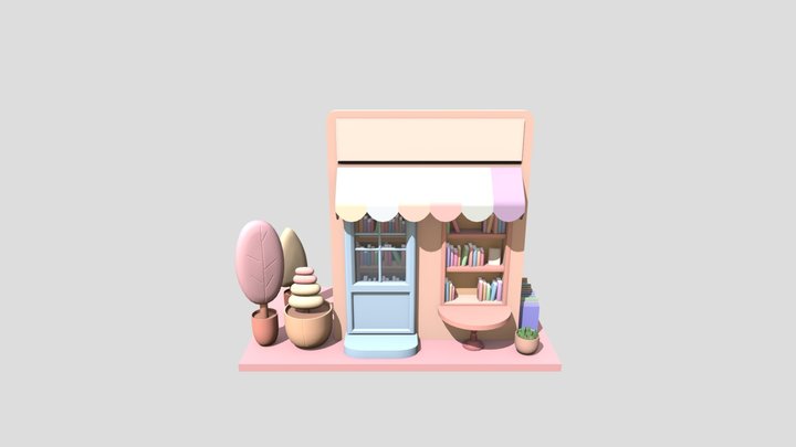 A cute little bookshop 3D Model