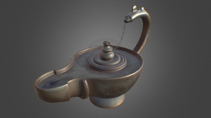 Pompeian oil lamp - bronze 3D Model