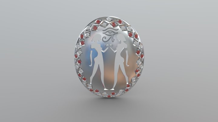 JVJEWEL-Egyptian Women Pendant 3D Model