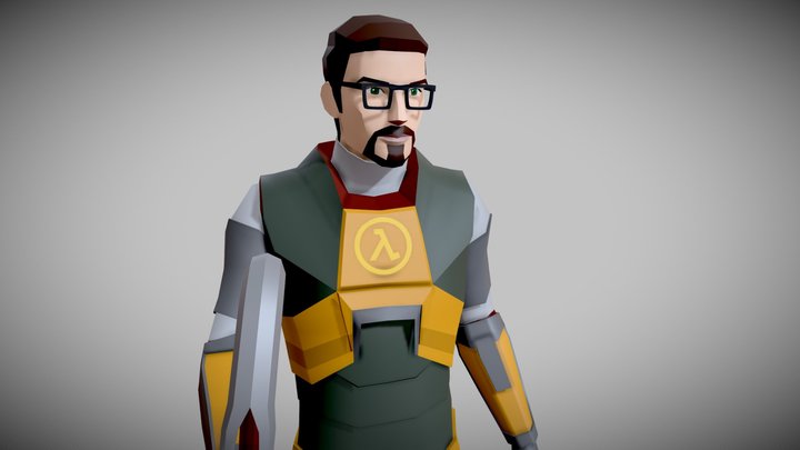 Low Poly Half Fife Gordon Freeman 3D Model