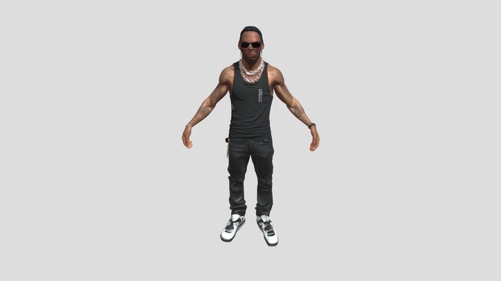 Tattooed man in black outfit 3D Model