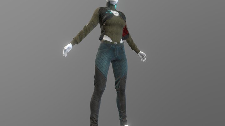 a set of clothes in the style of cyber pop 3D Model