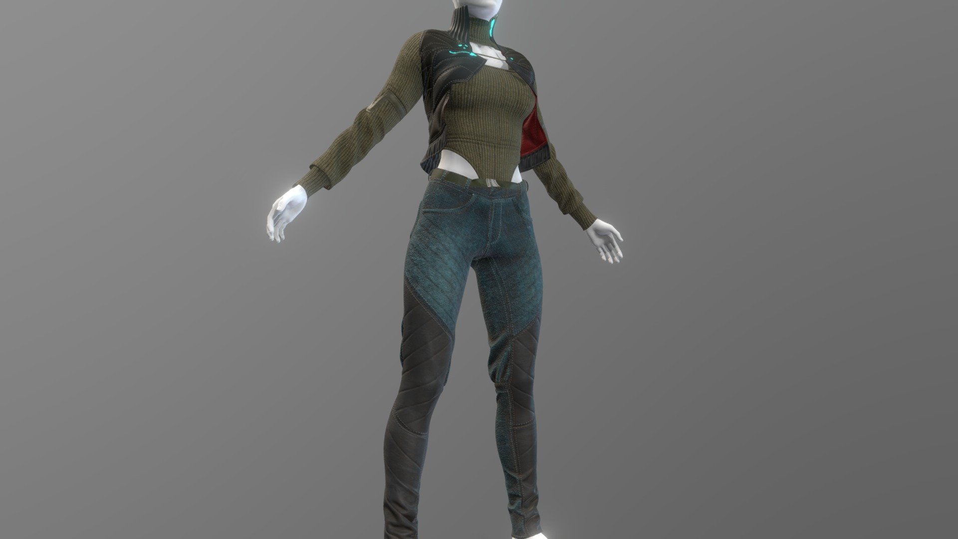 a set of clothes in the style of cyber pop