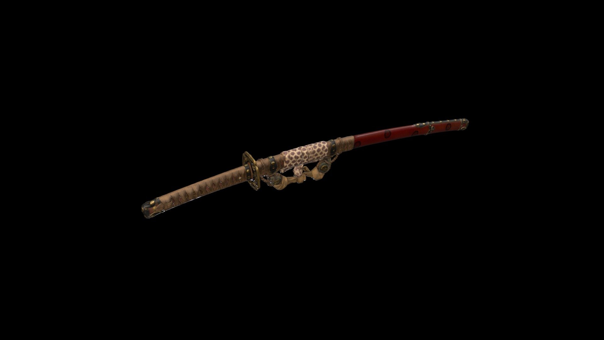 源氏車紋散糸巻太刀拵/Mounting for Tachi (Long Sword) - 3D