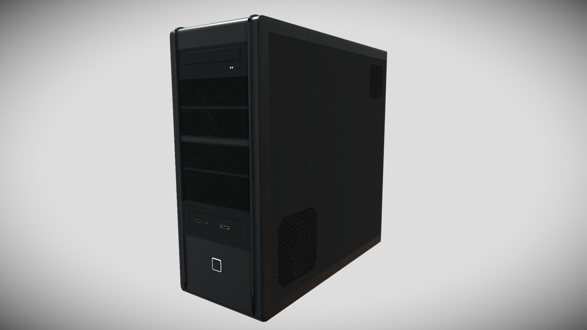 3D model Computer Tower Gameready - This is a 3D model of the Computer Tower Gameready. The 3D model is about a black computer tower.