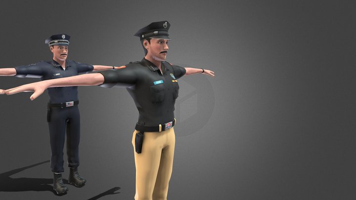 Male Police Officer in Multiple Uniforms lowpoly 3D Model