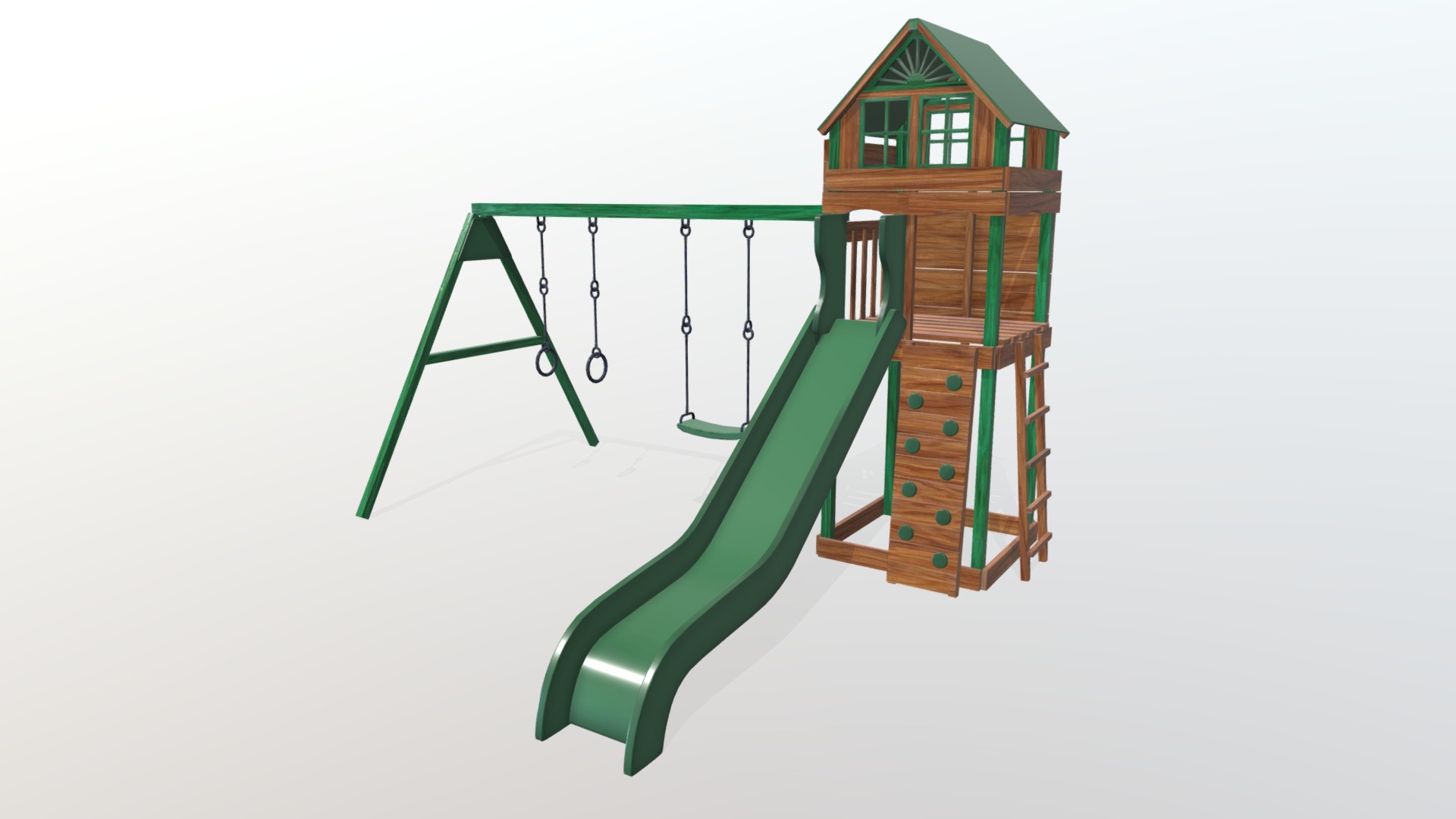 3D model Green Slides - This is a 3D model of the Green Slides. The 3D model is about a toy house on a white background.