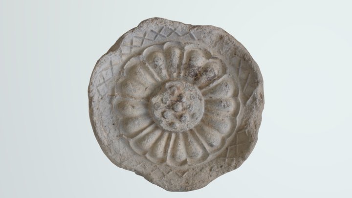 交叉鋸歯文縁複弁軒丸瓦（大久保領  家遺跡） Ancient eaves tile 3D Model