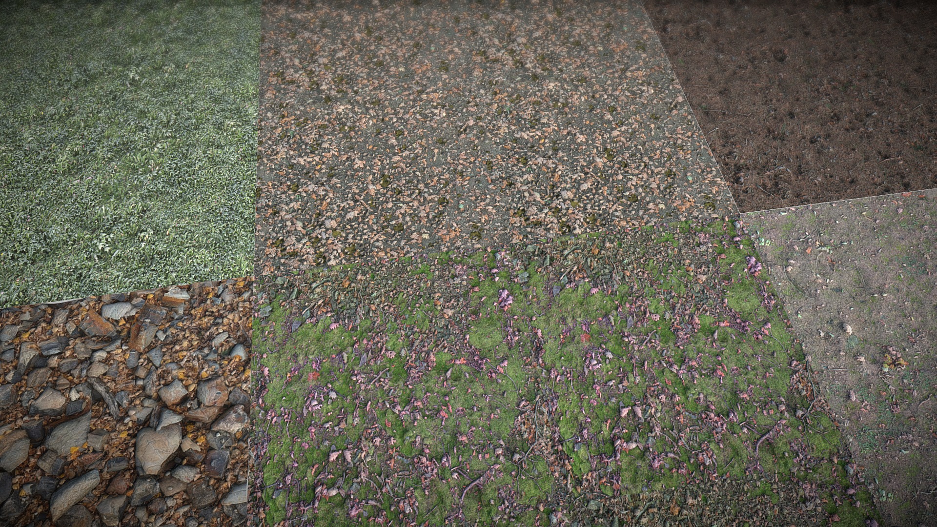 3D model Oak & Pine forest grounds vol 1.0 - This is a 3D model of the Oak & Pine forest grounds vol 1.0. The 3D model is about a garden with flowers.