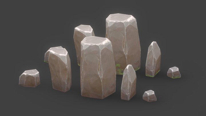 Stylized stones minipack 3D Model