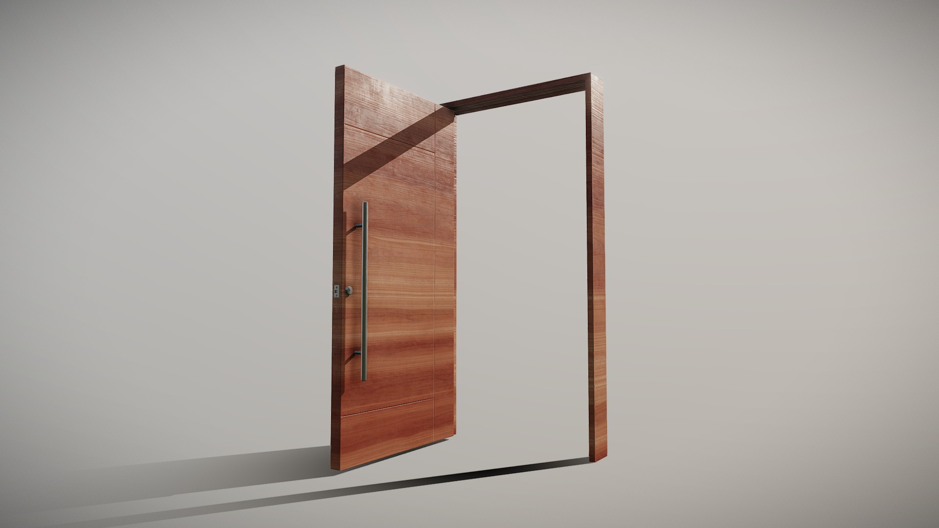 3D model Entrance Door (Orange wood) - This is a 3D model of the Entrance Door (Orange wood). The 3D model is about a wooden door with a window.