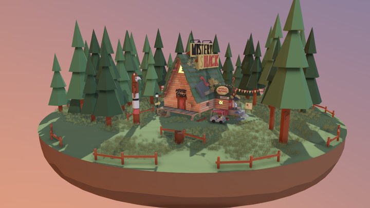 Low Poly Mystery Shack 3D Model