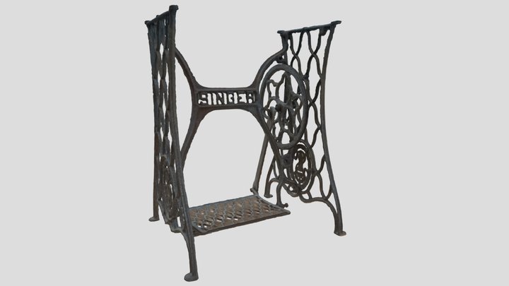 Antique Singer sewing machine stand 3D Model