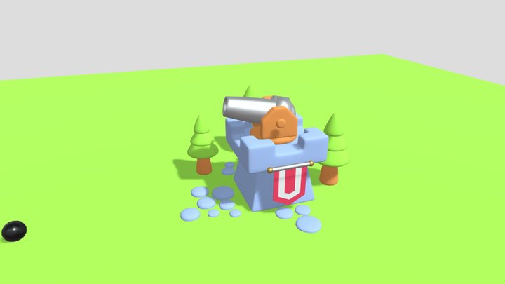 Cartoon Cannon Fire Animation 3D Model