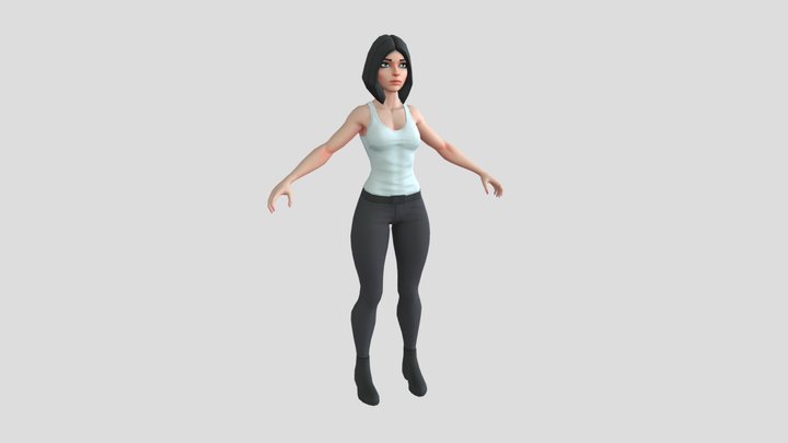 Stylized Character - Rigged - Kirah (clothes on) 3D Model