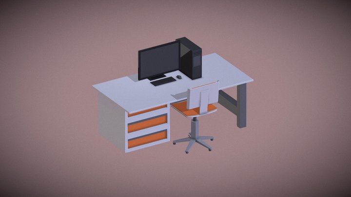 Low-Poly: Minimal Work Station 3D Model