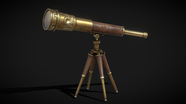 Antique Telescope - low poly 3D Model