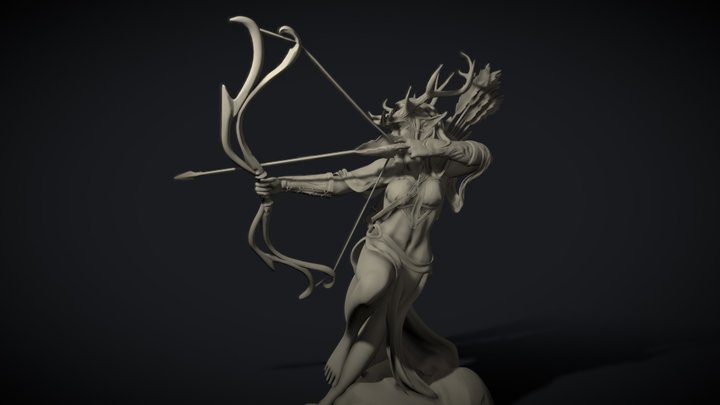 Elven ranger statue 3D Model