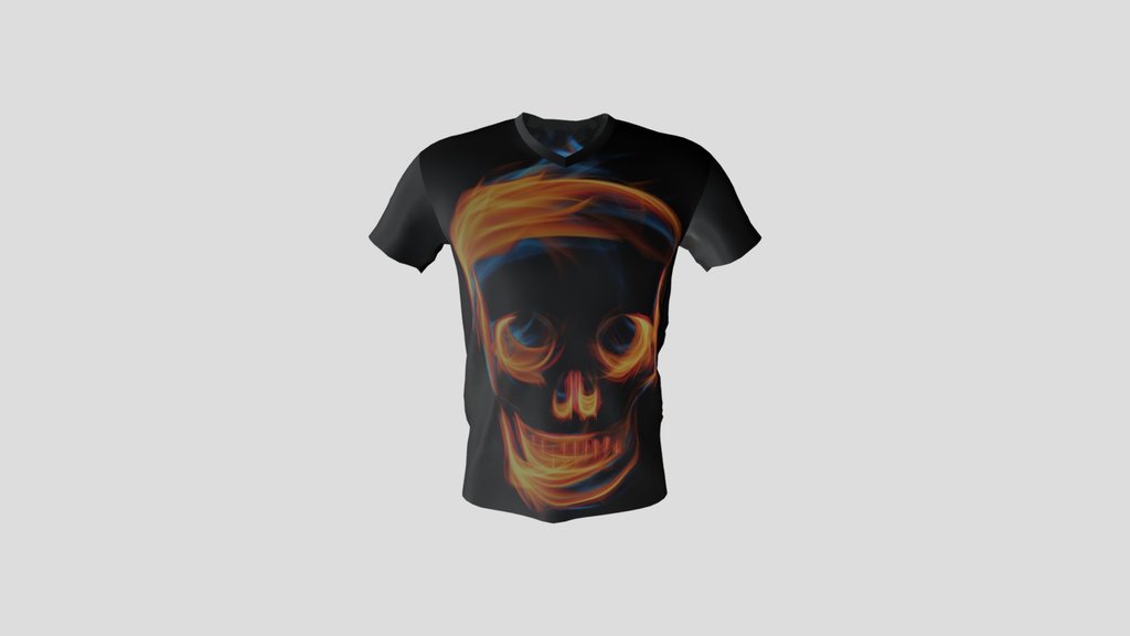 Men s T Shirt Flaming Skull