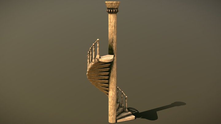 Dilapidated Wooden Spiral Staircase