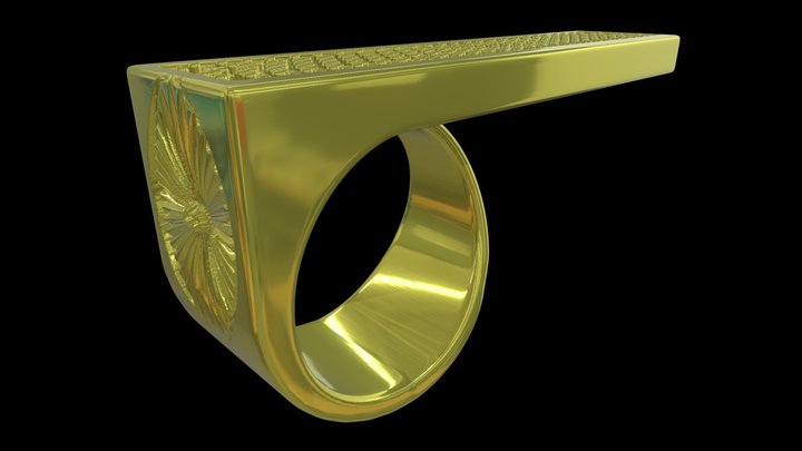 adjustable ring version 1 with gems engraving 4 3D Model