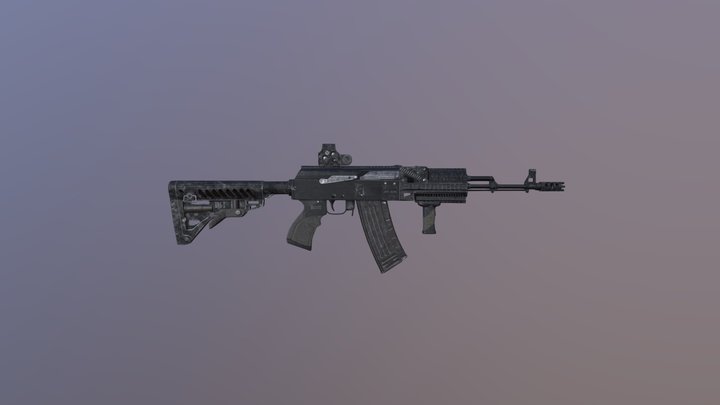 AK-74 with attachements 3D Model