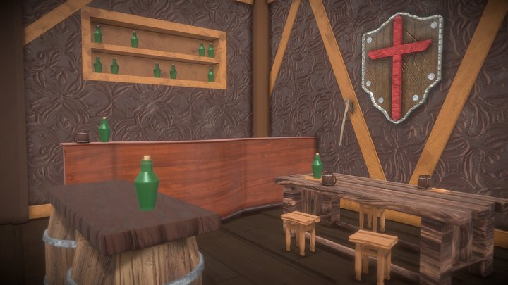 Medieval Tavern Scene 3D Model
