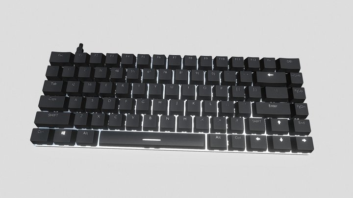 Realistic Keyboard with RGB Lighting 3D Model