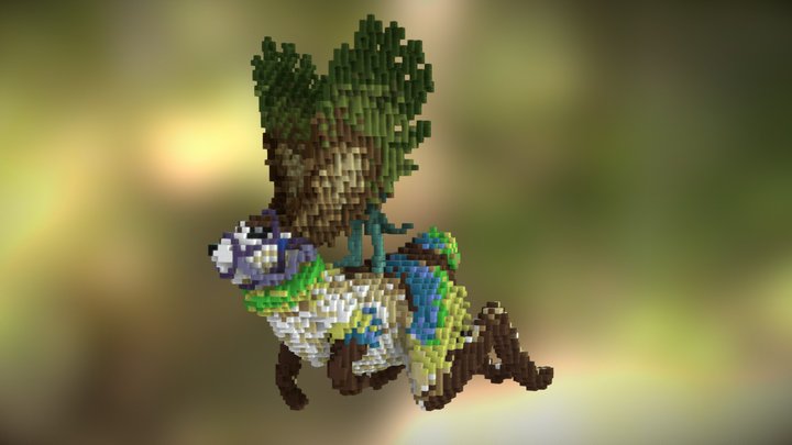 Fantasy Rabbit Rider - Minecraft Sculpture 3D Model