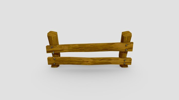 Low poly wooden fence 2 3D Model