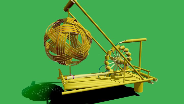 bamboo waterwheel 3D Model