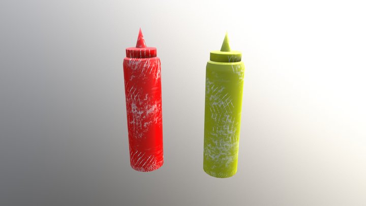 Ketchup and Mustard Bottles 3D Model