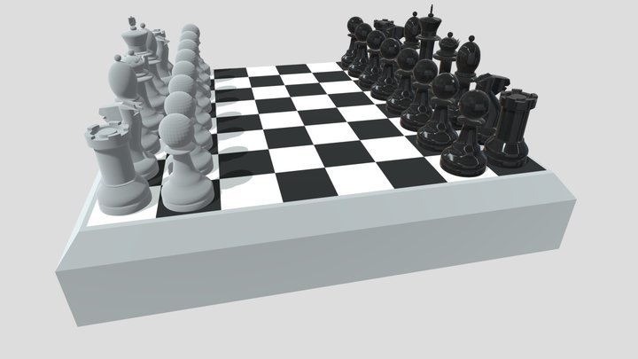 Blender 2_8 class Chess Board with some modeling 3D Model